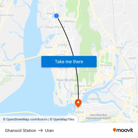 Ghansoli Station to Uran map