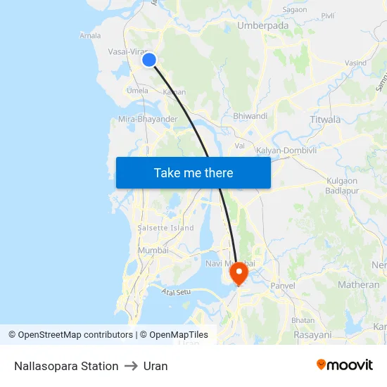Nallasopara Station to Uran map