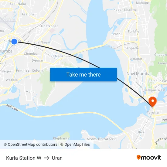 Kurla Station W to Uran map