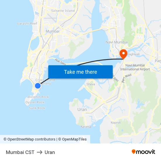 Mumbai CST to Uran map