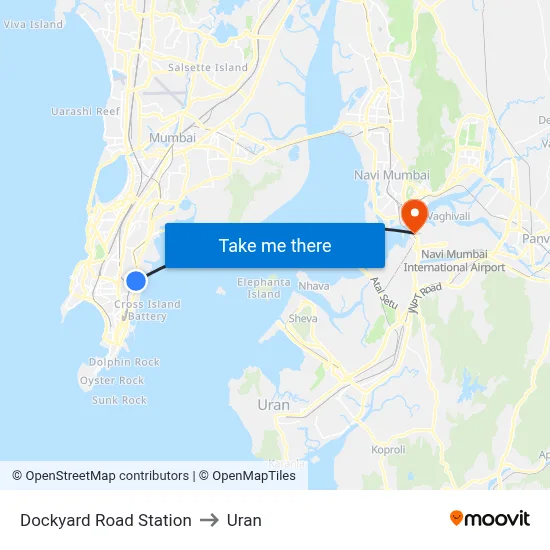 Dockyard Road Station to Uran map