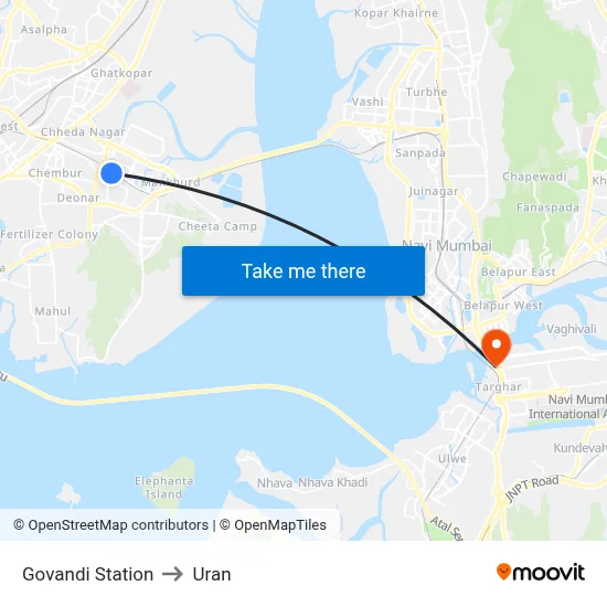 Govandi Station to Uran map