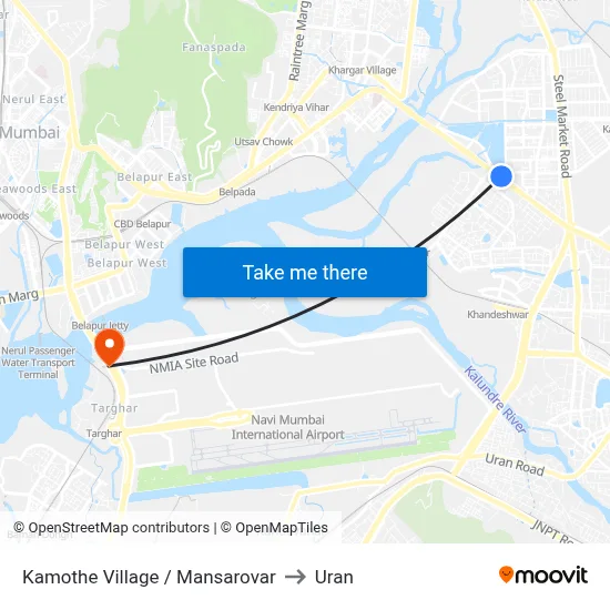Kamothe Village / Mansarovar to Uran map