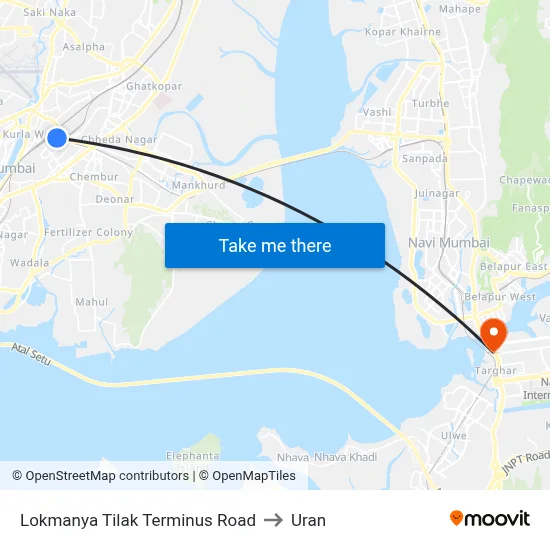 Lokmanya Tilak Terminus Road to Uran map