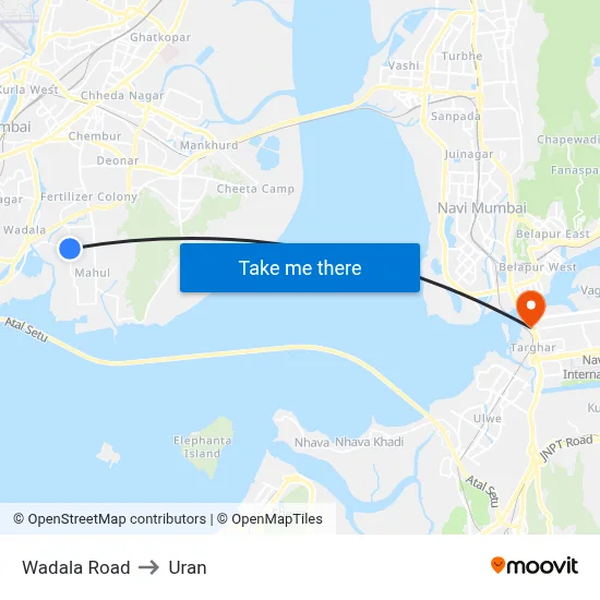 Wadala Road to Uran map
