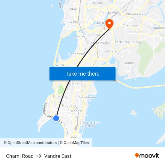 Charni Road to Vandre East map