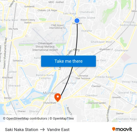 Saki Naka Station to Vandre East map