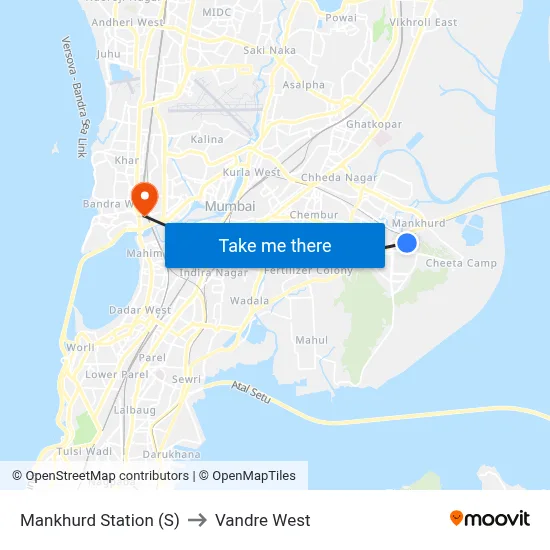 Mankhurd Station (S) to Vandre West map
