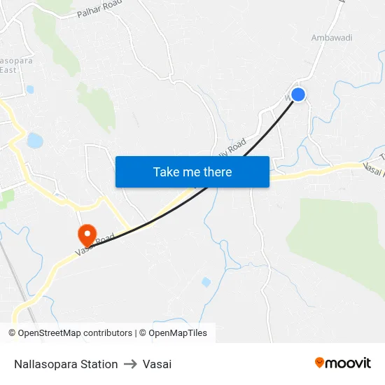 Nallasopara Station to Vasai map