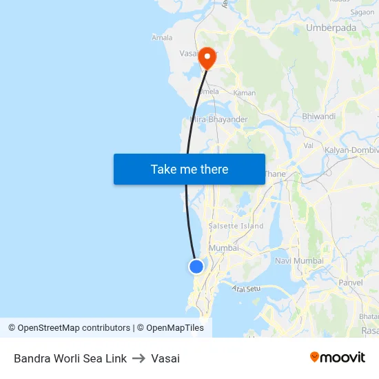 Bandra Worli Sea Link to Vasai map