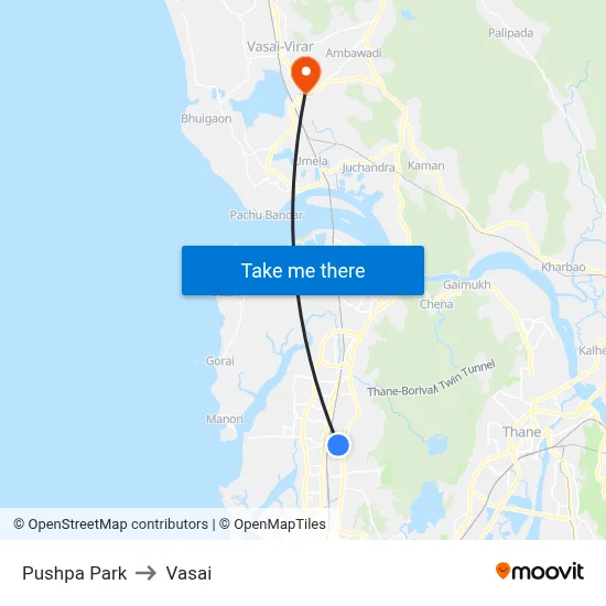 Pushpa Park to Vasai map
