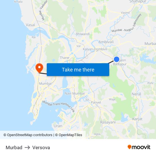 Murbad to Versova map