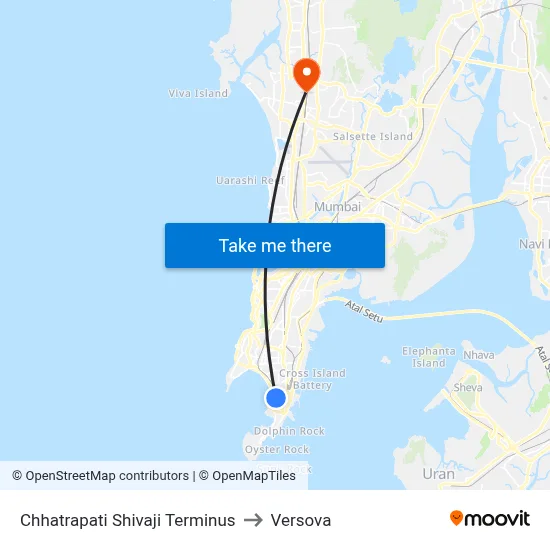 Chhatrapati Shivaji Terminus to Versova map