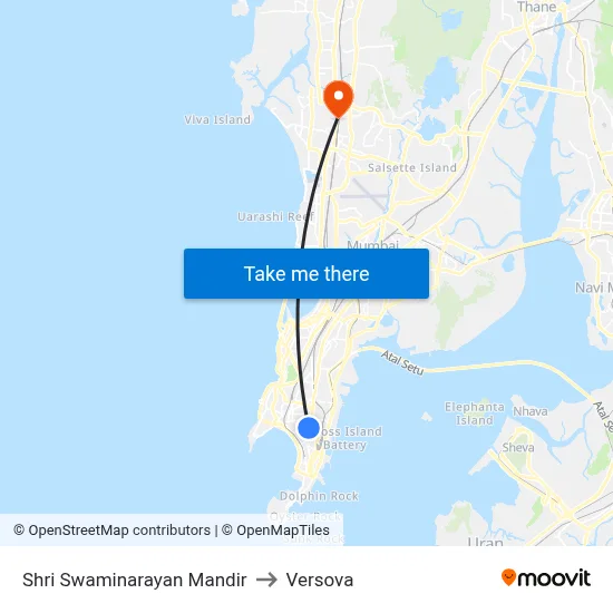 Shri Swaminarayan Mandir to Versova map