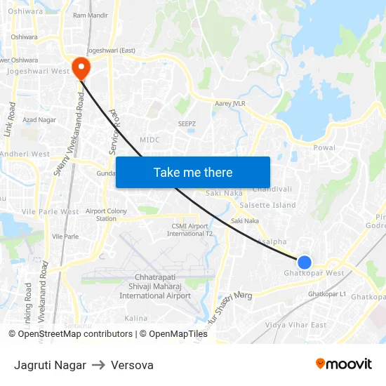 Jagruti Nagar to Versova map