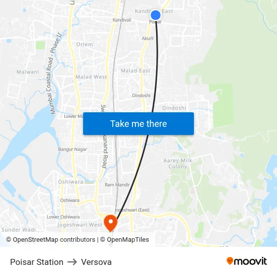 Poisar Station to Versova map