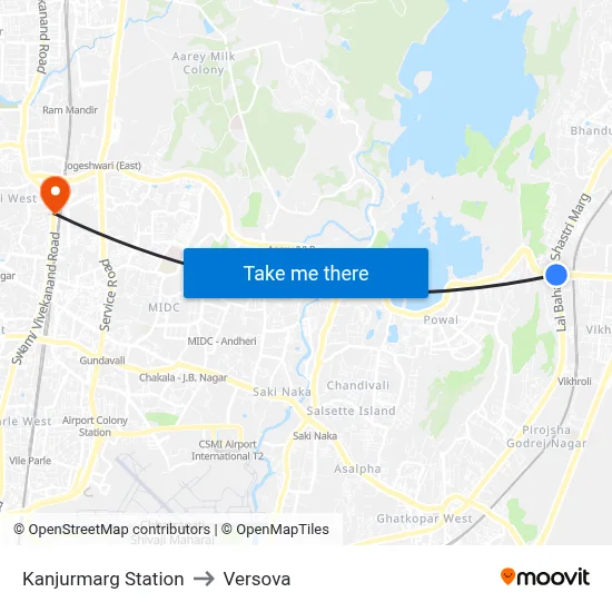 Kanjurmarg Station to Versova map