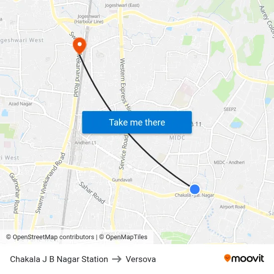 Chakala J B Nagar Station to Versova map