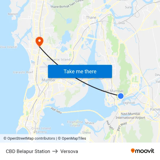 CBD Belapur Station to Versova map