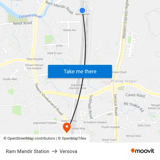 Ram Mandir Station to Versova map