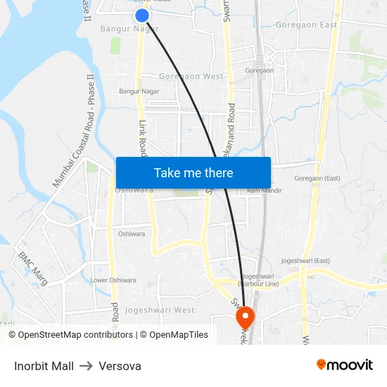 Inorbit Mall to Versova map