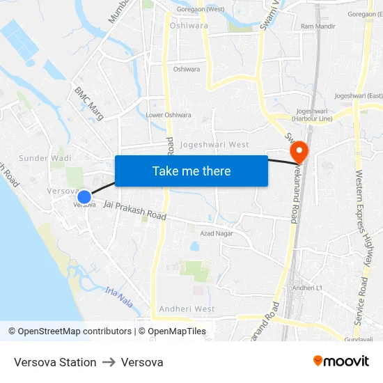 Versova Station to Versova map