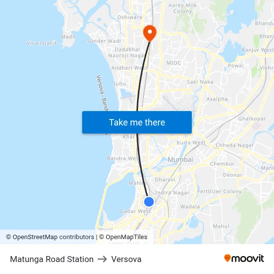 Matunga Road Station to Versova map
