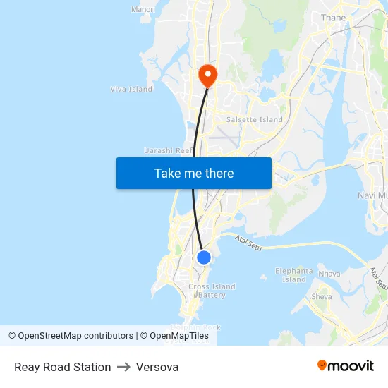 Reay Road Station to Versova map