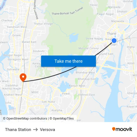 Thana Station to Versova map