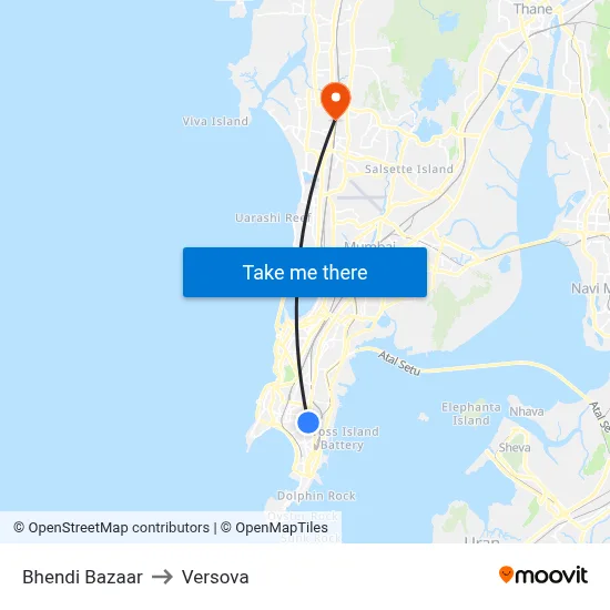 Bhendi Bazaar to Versova map