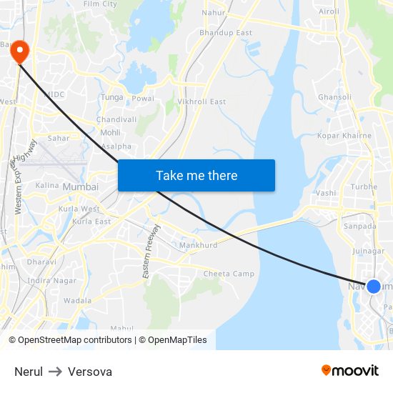 Nerul to Versova map