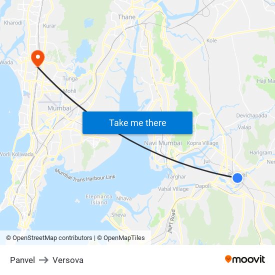 Panvel to Versova map