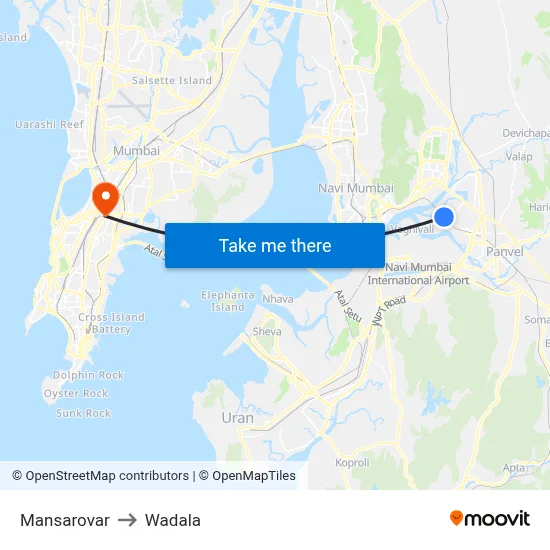 Mansarovar to Wadala map