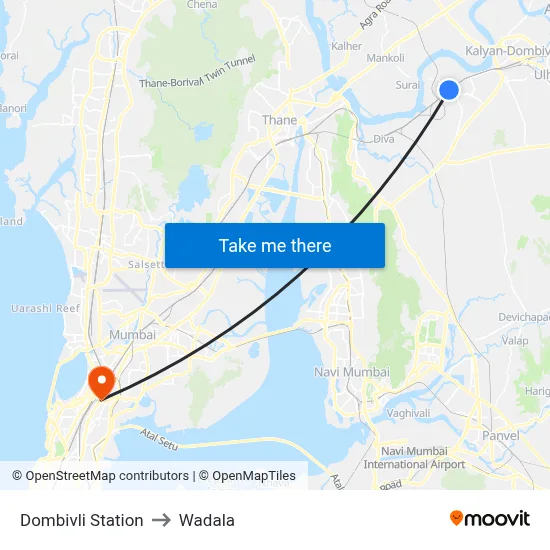 Dombivli Station to Wadala map