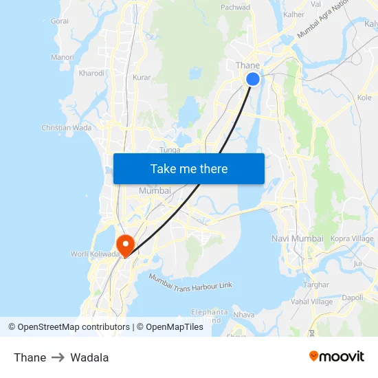 Thane to Wadala map