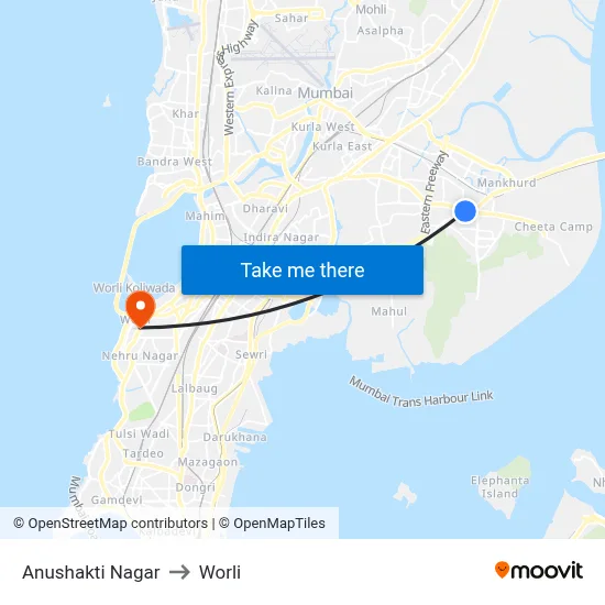 Anushakti Nagar to Worli map