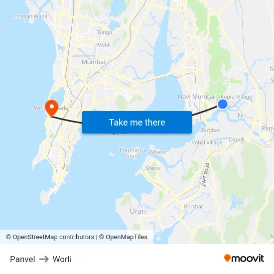 Panvel to Worli map