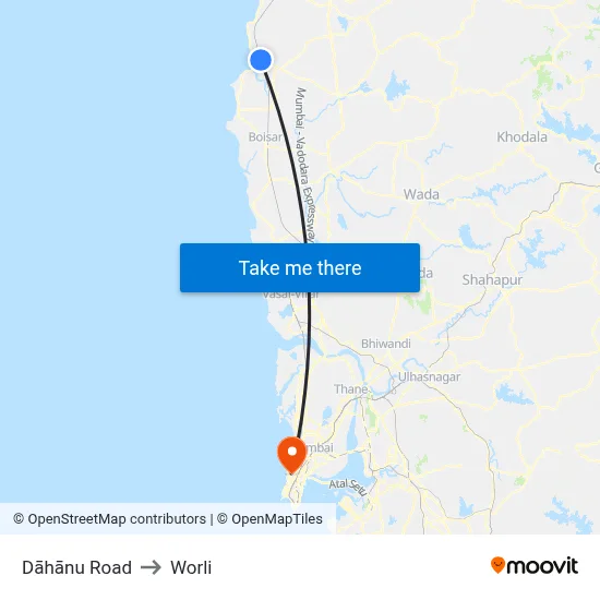 Dāhānu Road to Worli map