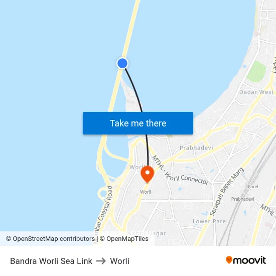 Bandra Worli Sea Link to Worli map