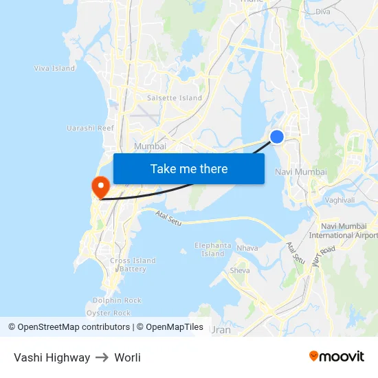 Vashi Highway to Worli map