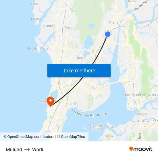 Mulund to Worli map