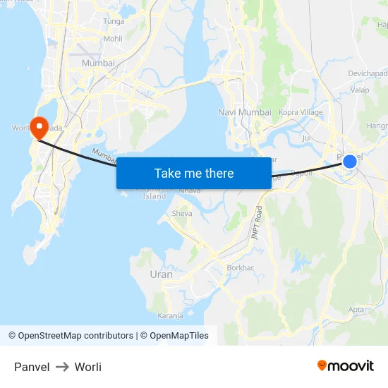 Panvel to Worli map