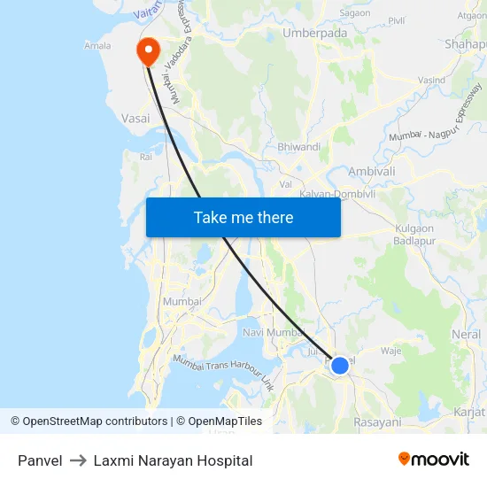 Panvel to Laxmi Narayan Hospital map