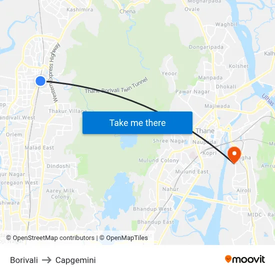 Borivali to Capgemini map