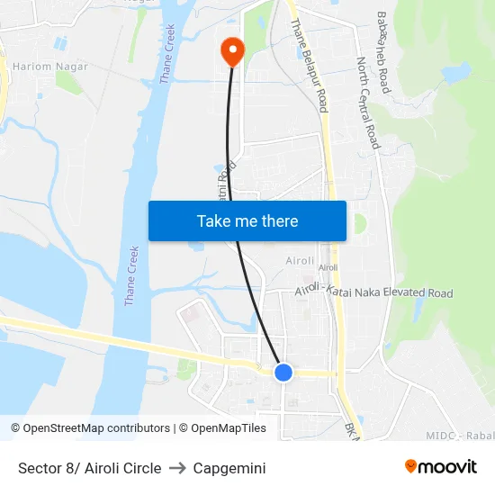 Sector 8/ Airoli Circle to Capgemini map