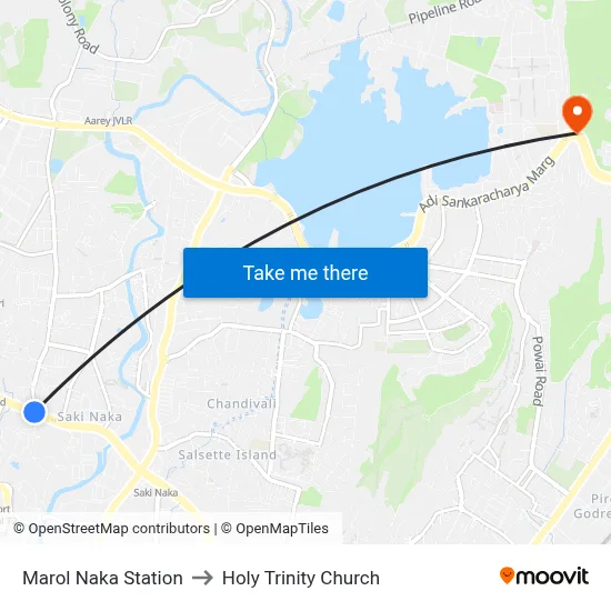 Marol Naka Station to Holy Trinity Church map