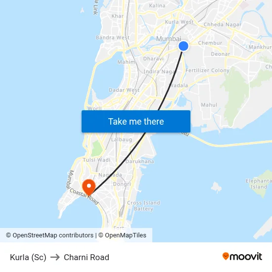 Kurla (Sc) to Charni Road map