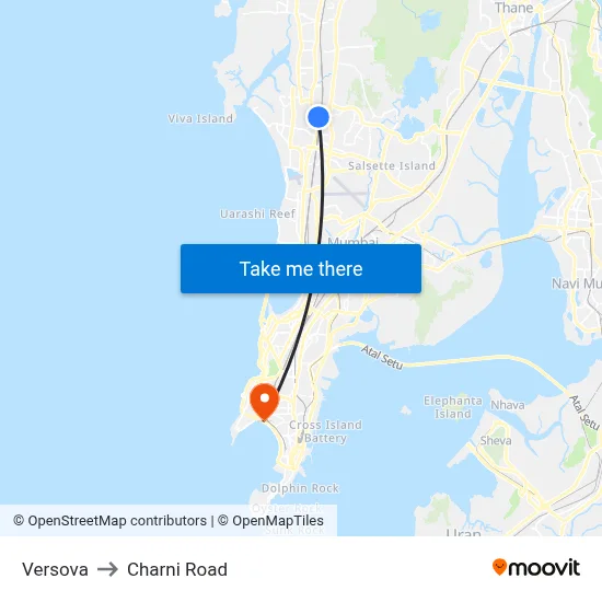 Versova to Charni Road map