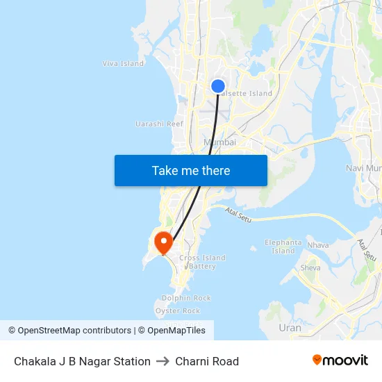 Chakala J B Nagar Station to Charni Road map