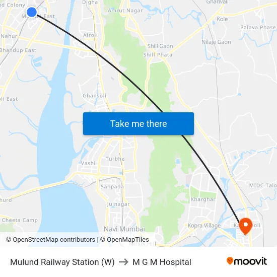 Mulund Railway Station (W) to M G M Hospital map